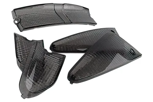 Knipperlicht Set STR8 (4) Met Achterlicht Aprilia SR50 (Voor 1997) Zwart Transparant