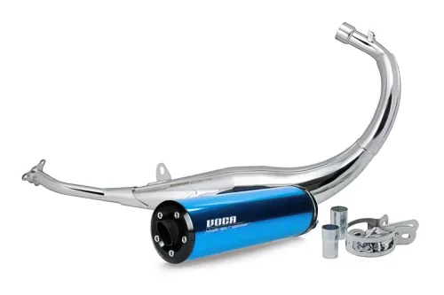 Uitlaat Voca 50/70CC (CE) Chroom / Blauw Aluminum Geluiddemper Beta RR 2012
