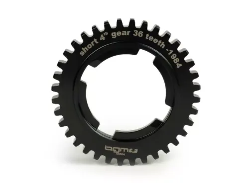 4e versnelling tandwiel  BGM pro, p range ( 1984)  vespa px125 150 (1982 1984)   korte 4e versnelling vespa px200 ( 1984), rally180/200   36 tanden