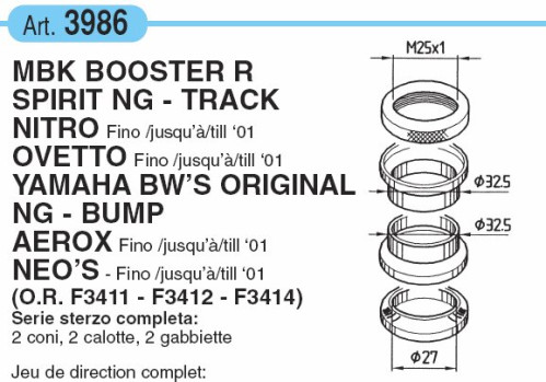 Balhoofdset - Yamaha - Aerox, Neo's, BW's <2001