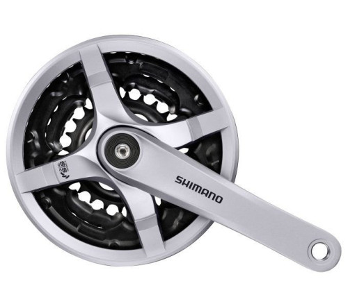 Crankstel 6/7/8 Speed Shimano Tourney FC-TY501 Met 170mm Crankarm 42 x 34 x 24T Met Kettingscherm Zilver