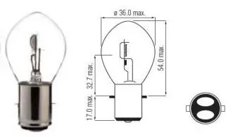 Lamp 12V-35/35W Ba20D