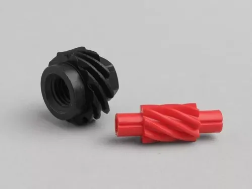 Snelheidsmeter Set BGM ORIGINAL Vespa 10 Tanden Ø=22,8mm Kunststof + 8 Tanden l= 31mm, 2,7mm Vierkant Rot