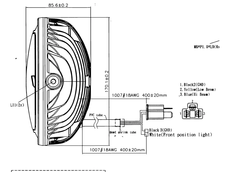 Koplamp Led D.170MM Koso Thunderbolt CE-Markering