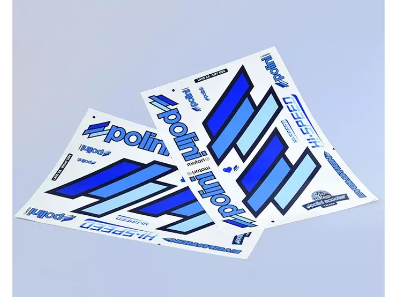Stickerset Polini Team Polini 2x 297x420mm  Blauw
