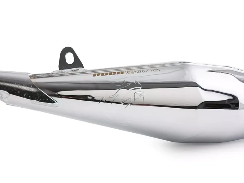 Voca RacingUitlaat 50/70CC Chroom / Rode Geluiddemper (CE) Minarelli AM6