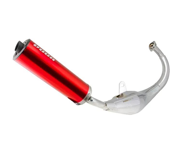 Voca Racing Uitlaat 50/70CC Chroom / Rode Geluiddemper (CE) Derbi Senda Euro 2 / Euro 3