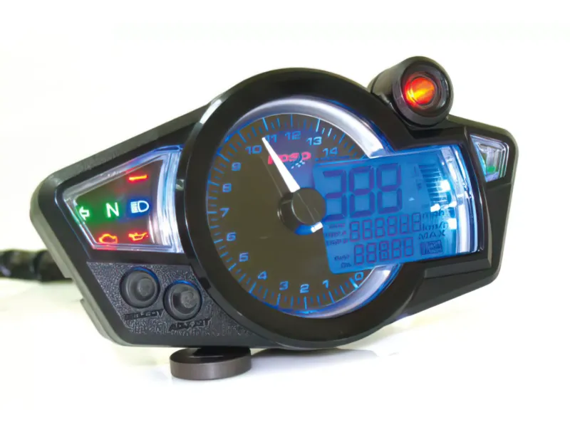 Snelheidsmeter / Tachometer Koso Digital RX1N-R Zwart Gezicht, Blauwe Verlichting / Street-Legal