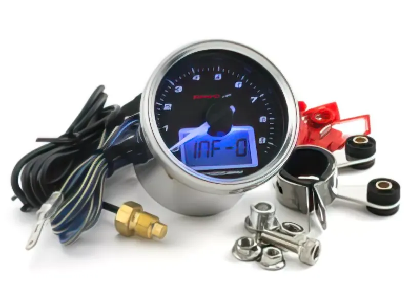 Tachometer Koso Analog 9000RPM / Thermometer  Zwart