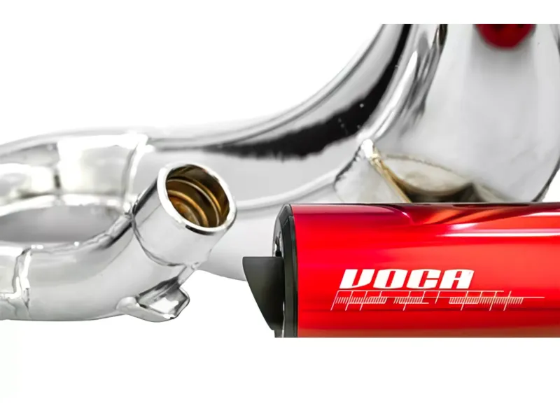 Uitlaat Voca Cross Verchroomd 50 / 70CC CE Rood Aprilia SX / Derbi DRD
