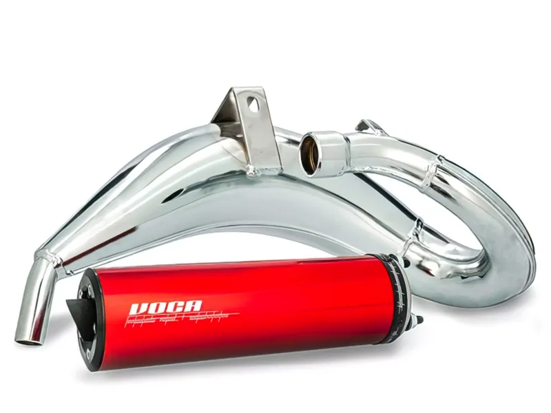 Uitlaat Voca Cross Verchroomd 50 / 70CC CE Rood Aprilia SX / Derbi DRD
