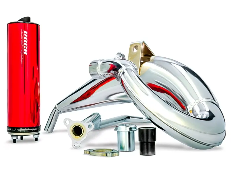 Uitlaat Voca Cross Verchroomd 50 / 70CC CE Rood Aprilia SX / Derbi DRD