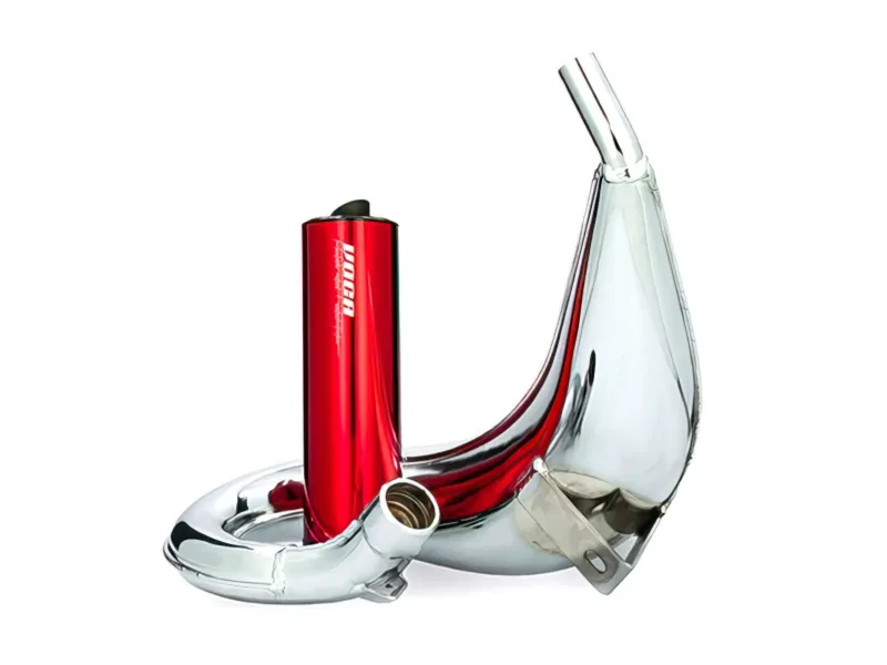 Uitlaat Voca Cross Verchroomd 50 / 70CC CE Rood Aprilia SX / Derbi DRD
