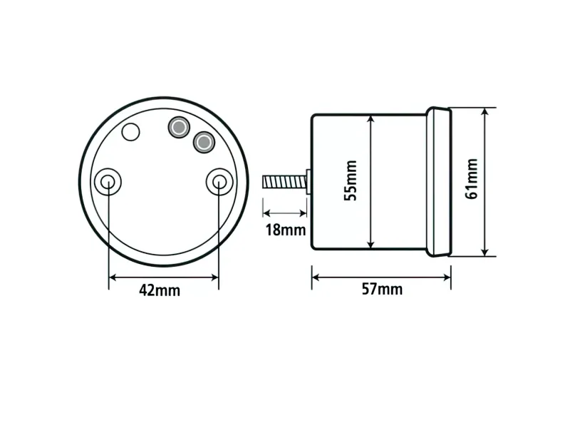 Tachometer Koso Analog 9000RPM / Thermometer  Zwart
