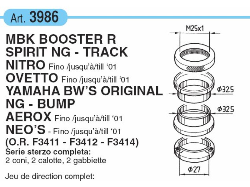 Balhoofdset - Yamaha - Aerox, Neo's, BW's <2001