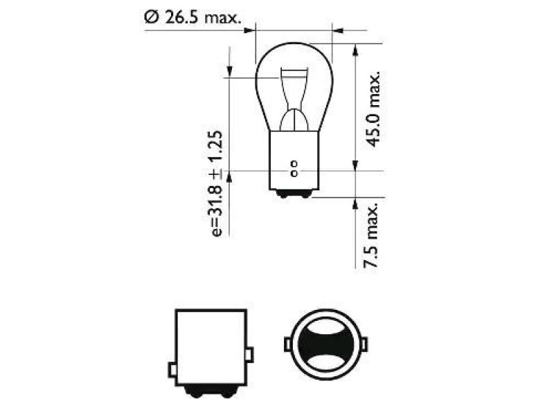 Lamp 12V 21/5W BAY15D (Achterlampje)