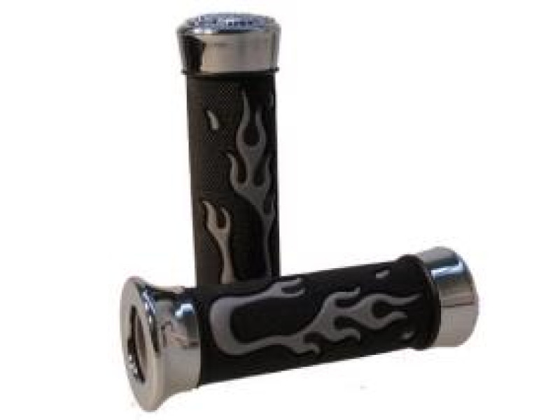 Handvatset Flame - Custom zwart, grijs chrome