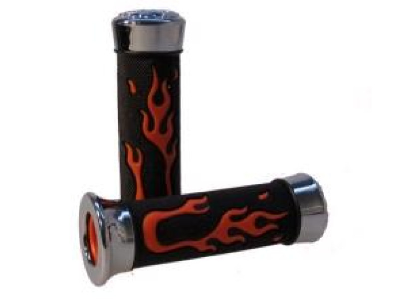 Handvatset Flame - Custom zwart, orange en chrome