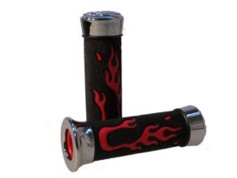 Handvatset Flame - Custom zwart, rood en chrome