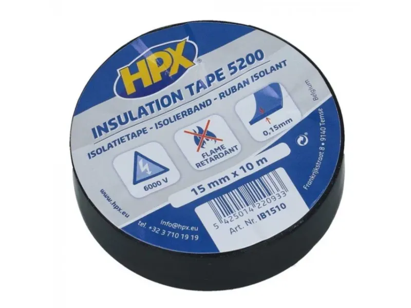 Isolatie tape HPX zwart (15mm x 10m)