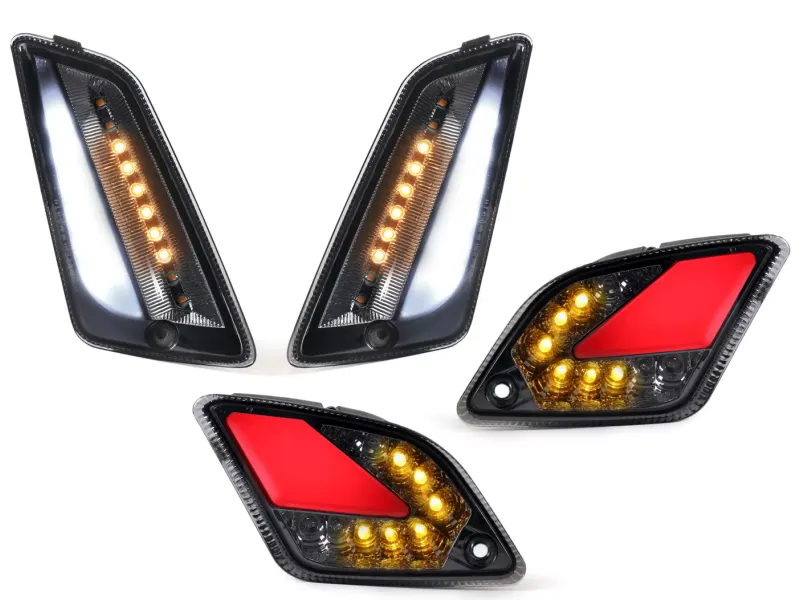Knipperlichtset Voor Achter MOTO NOSTRA (-2014) dynamisch LED Volglicht Voorzijde Met Dagrijlicht en Achterzijde Met Positielicht (E-keurmerk) Gerookt
