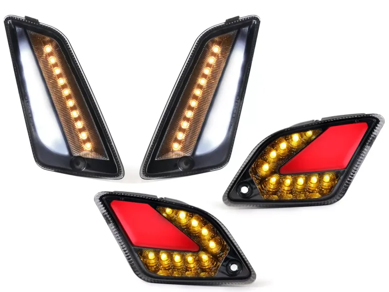 Knipperlichtset Voor Achter MOTO NOSTRA (-2014) dynamisch LED Volglicht Voorzijde Met Dagrijlicht en Achterzijde Met Positielicht (E-keurmerk) Gerookt