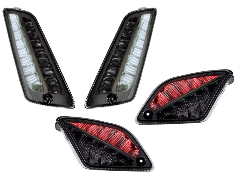Knipperlichtset Voor Achter MOTO NOSTRA 2K22 (-2014) Dynamisch LED Vlglicht Voorzijde Met Dagrijlicht en Achterzijde Met Positielicht (E-keur) Vespa GT, GTL, GTV, GTS 125-300 Gerookt
