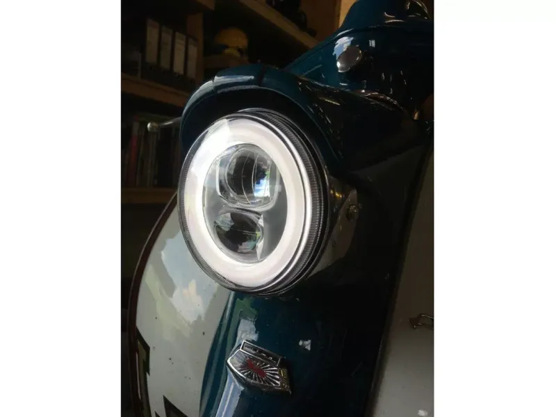 Koplamp incl. Montagering MOTO NOSTRA  LED HighPower Ø=120mm 12V DC (E9) Lambretta LI (Serie 1-2)