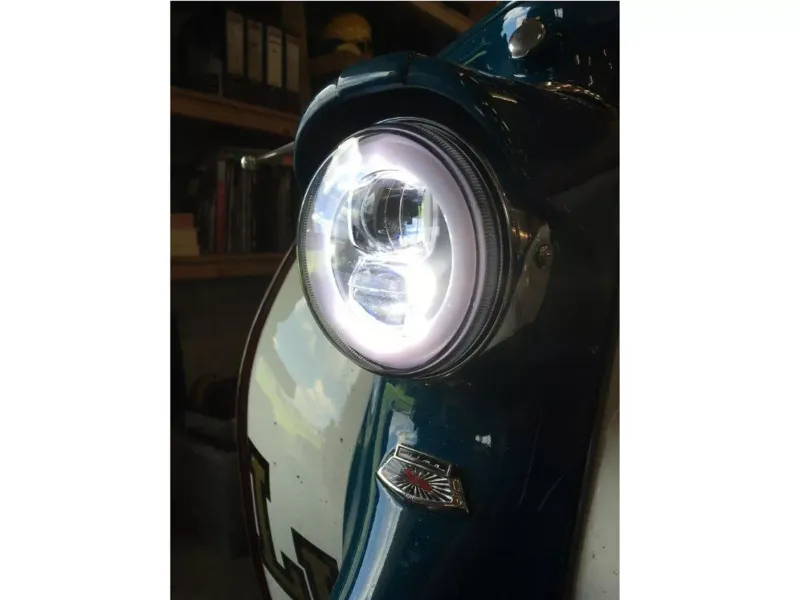 Koplamp incl. Montagering MOTO NOSTRA  LED HighPower Ø=120mm 12V DC (E9) Lambretta LI (Serie 1-2)