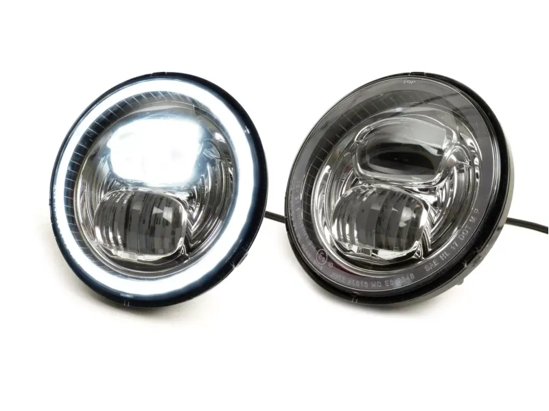 Koplamp Verchroomde Reflector MOTO NOSTRA LED HighPower 143mm (5 3/4") 12V DC Met E9 Keurmerk