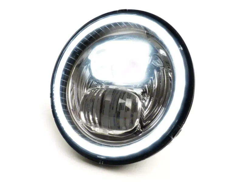 Koplamp Verchroomde Reflector MOTO NOSTRA LED HighPower 143mm (5 3/4") 12V DC Met E9 Keurmerk
