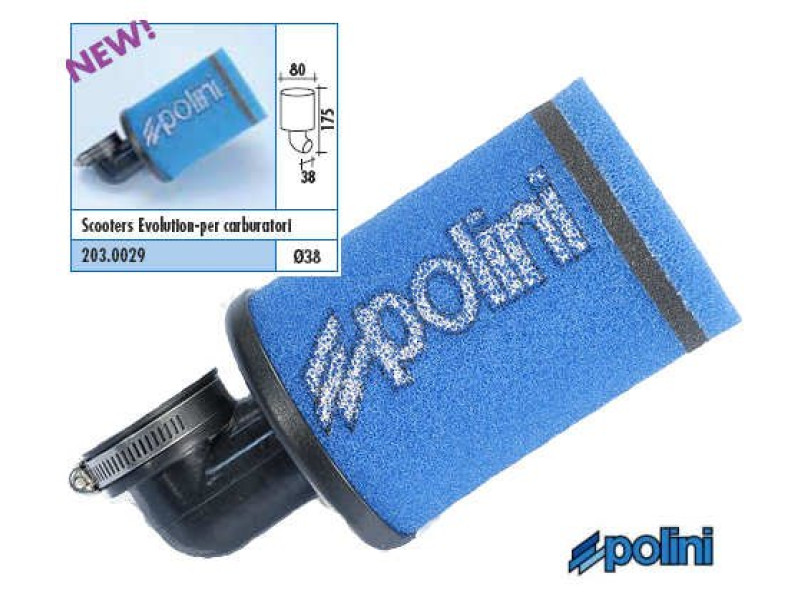 Luchtfilter Polini - 38 mm blauw