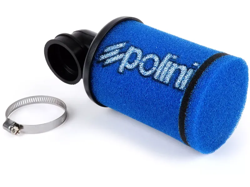 Luchtfilter Polini Evolution 90掳, l=190mm  Aansluitbreedte = ø39mm Blauw Gebruikt Voor Dell'orto