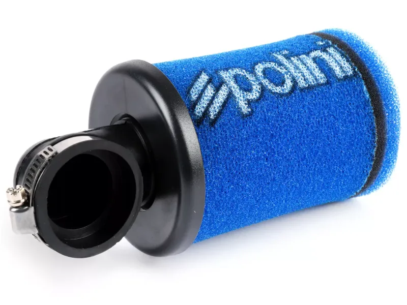 Luchtfilter Polini Evolution 90掳, l=190mm  Aansluitbreedte = ø39mm Blauw Gebruikt Voor Dell'orto