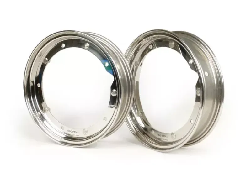 paar velgen  BGM pro 2.10 10 inch  vespa (type px)   vespa smallframe v50, 50n, special, pv, et3, pk50 125 (s/xl/xl2), largeframe px, t5, sprint, rally, gt/gtr, lml star, deluxe   roestvrij staal, gepolijst