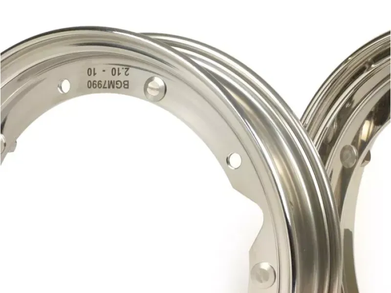 paar velgen  BGM pro 2.10 10 inch  vespa (type px)   vespa smallframe v50, 50n, special, pv, et3, pk50 125 (s/xl/xl2), largeframe px, t5, sprint, rally, gt/gtr, lml star, deluxe   roestvrij staal, gepolijst