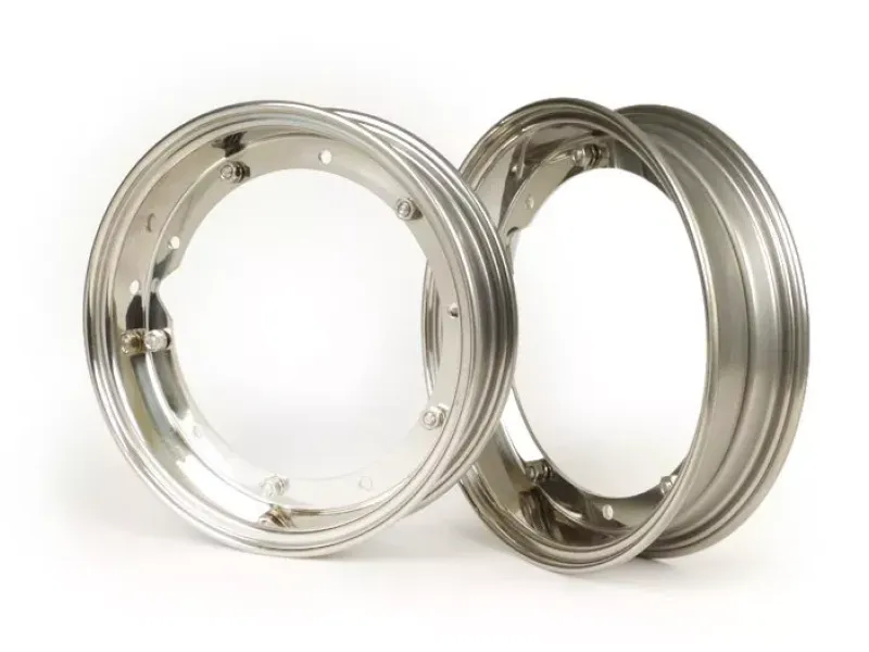 paar velgen  BGM pro 2.10 10 inch  vespa (type px)   vespa smallframe v50, 50n, special, pv, et3, pk50 125 (s/xl/xl2), largeframe px, t5, sprint, rally, gt/gtr, lml star, deluxe   roestvrij staal, gepolijst