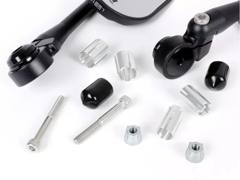 Paar spiegels -MOTO NOSTRA 1404 Aluminium CNC Stuuruiteinden  Matzwart