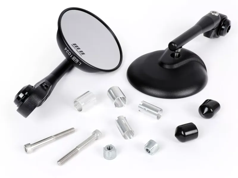 Paar Spiegels MOTO NOSTRA 1406 Aluminium CNC Rond Stuuruiteinden Matzwart