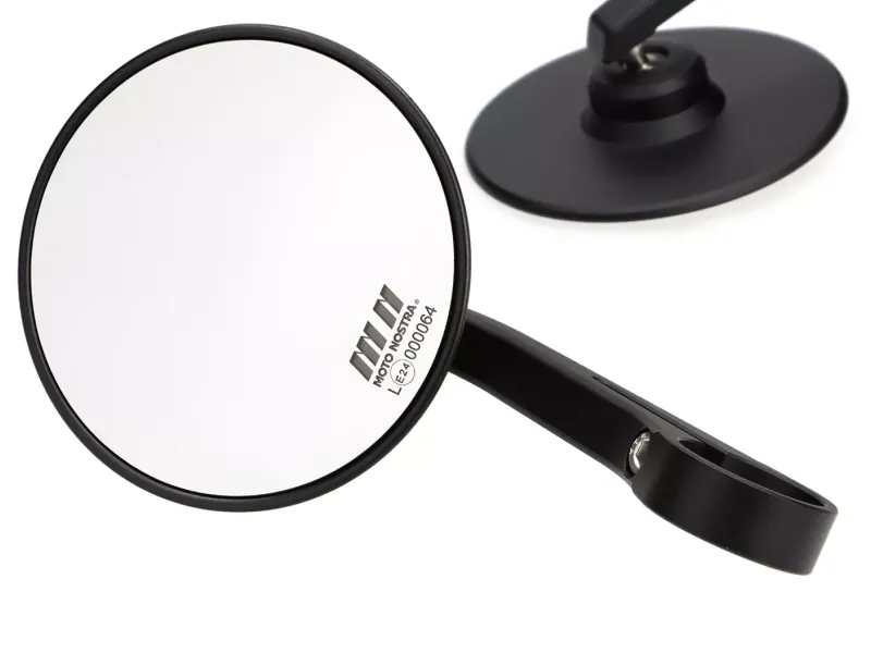 Paar Spiegels MOTO NOSTRA 1407 Aluminium CNC Ø=95mm Rond Stuuruiteinden Mat Zwart