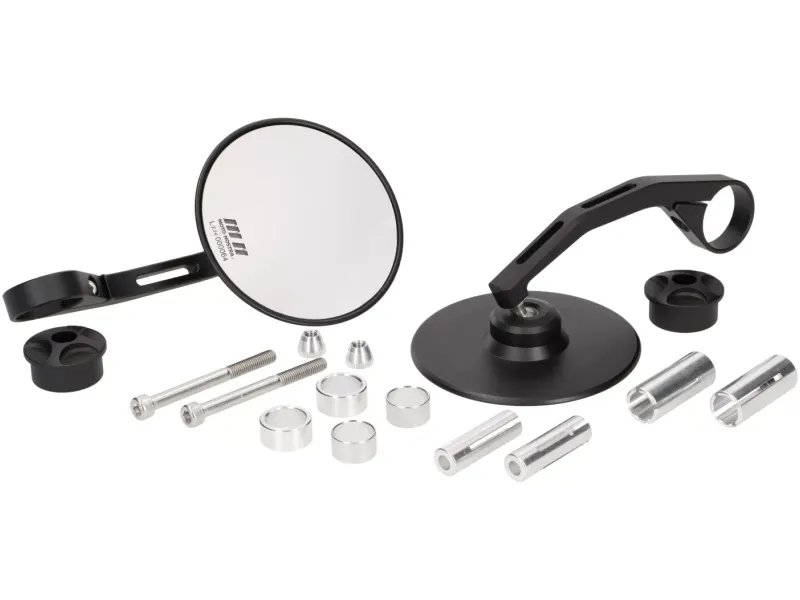 Paar Spiegels MOTO NOSTRA 1408 Aluminium CNC Ø=95mm Rond Stuuruiteinden Mat Zwart