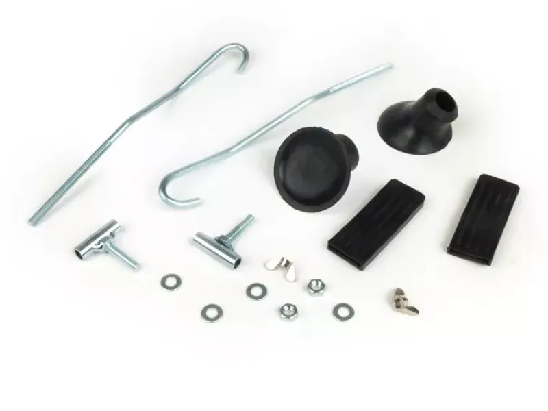 Reparatieset Voor Bagagedrager Opklapbaar Voorzijde MOTO NOSTRA Vespa Smallframe V50, PV125, ET3 Vespa Largeframe Rally180 Zilver