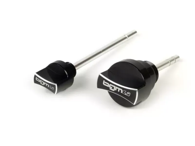 set olievuldoppen met peilstok  BGM pro, motorolie + versnellingsbakolie  piaggio leader/quasar   vespa et4, lx, lxv, s, gt, gts, gtv, gtl 125 300cc   zwart geanodiseerd