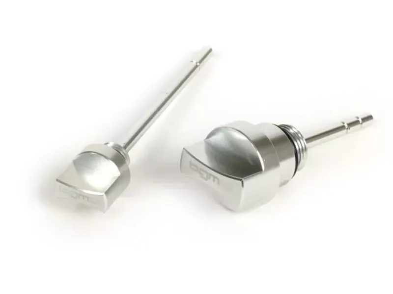 set olievuldoppen met peilstok  BGM pro, motorolie + versnellingsbakolie  piaggio leader/quasar   vespa et4, lx, lxv, s, gt, gts, gtv, gtl 125 300cc   zilver geanodiseerd