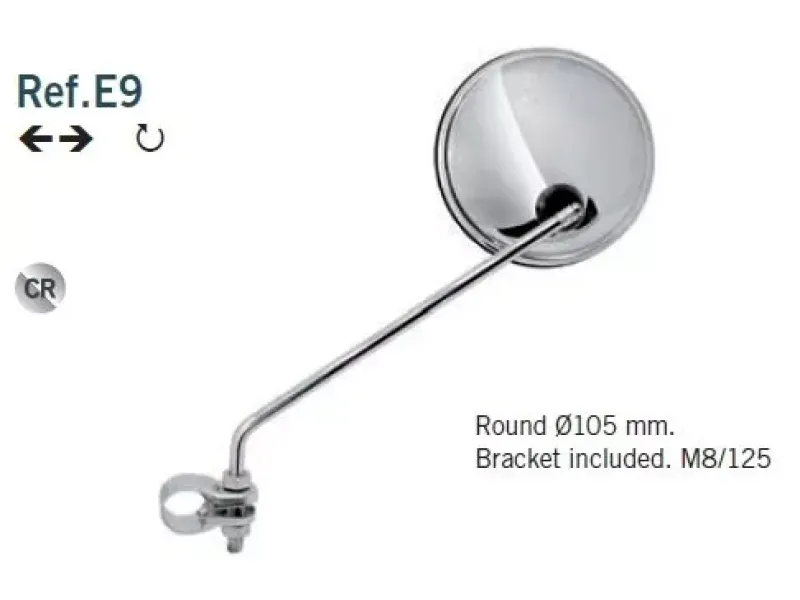 Spiegel Universeel Chroom Rond - M8x1.25
