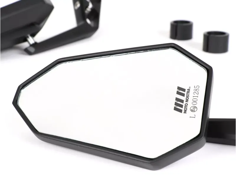 Spiegelset MOTO NOSTRA 1402 Stuuruiteinden Aluminium Mat Zwart Geanodiseerd- E Gemarkeerd