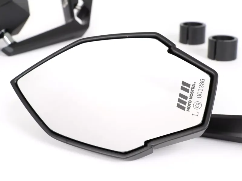 Spiegelset MOTO NOSTRA 1403 Stuuruiteinden Aluminium Mat Zwart Geanodiseerd- E Gemarkeerd