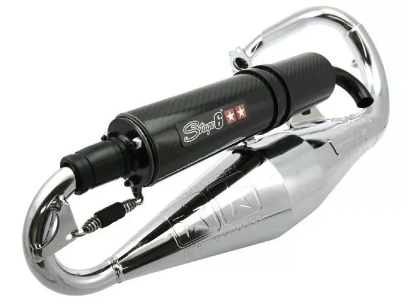 Stage6 uitlaat - Peugeot scooter - Verticaal - Model : Pro replica chroom, carbon demper