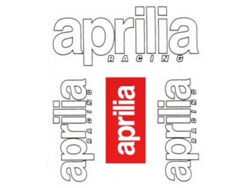 Sticker set - Aprilia woord en logo wit