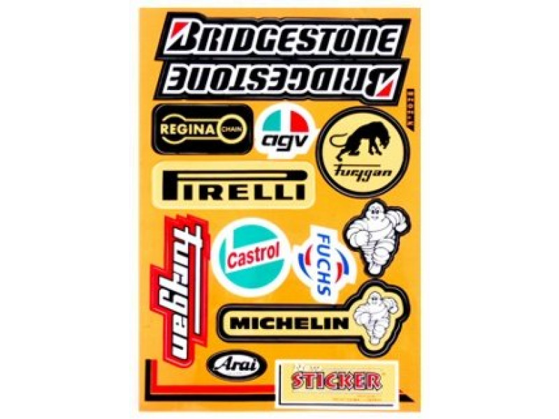 Stickerset o.a. Bridgestone/Castrol/Pirelli 12-Delig 